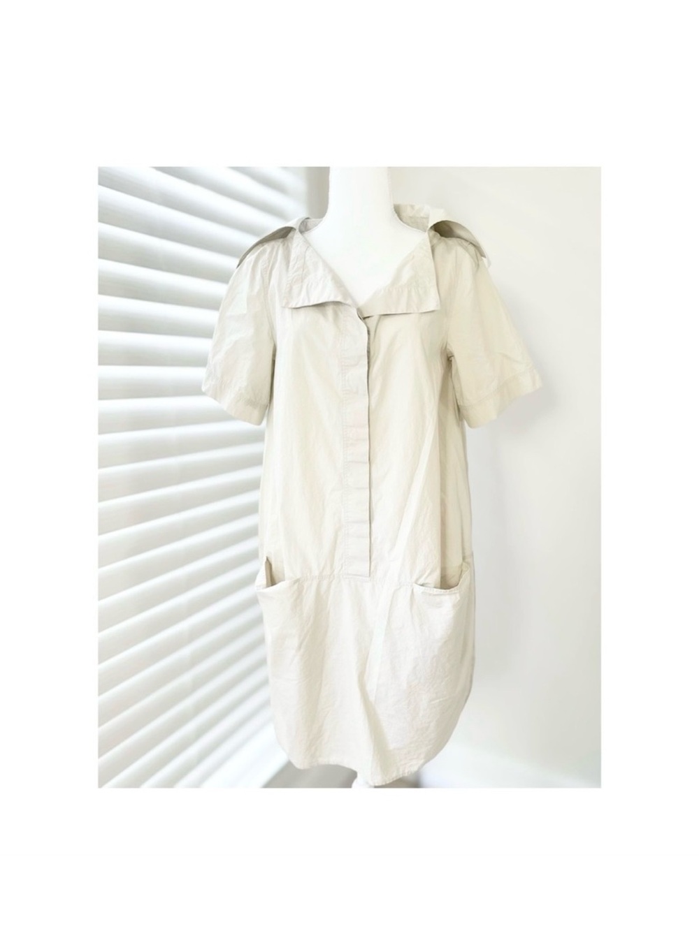 COS Light Cream Short-Sleeve Trench Dress Jacket